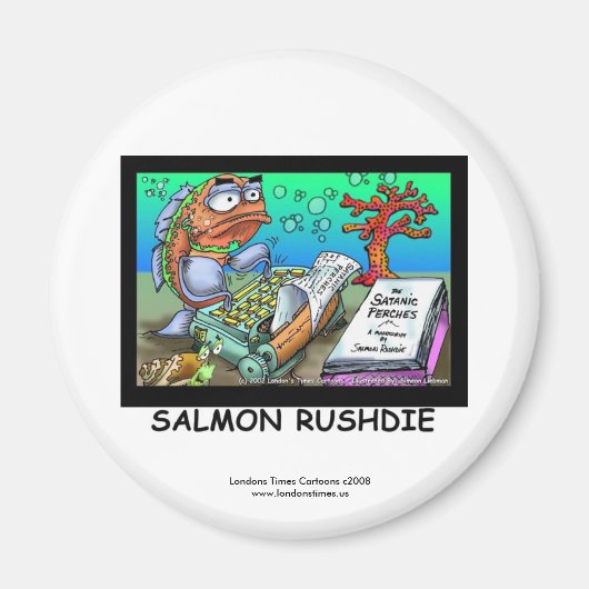 Lustiger Salman Rushdie Fischmagnet Magnet (Vorne)