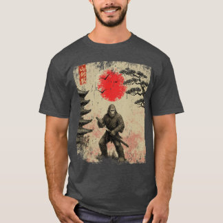 Lustiger Samurai-Bigfoot-Japanische-Kunst-Grafik-T T-Shirt