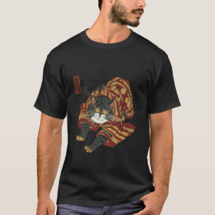 Lustiger Samurai-Katze Japanische Kunst Ukiyo-e Kr T-Shirt