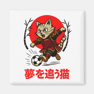 Lustiger Samurai-Katzen-Fußball - Für Kühlschrank  Magnet