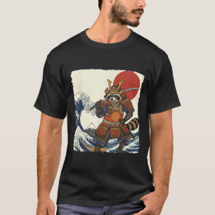 Lustiger Samurai-Waschbär japanischer Krieger &amp T-Shirt