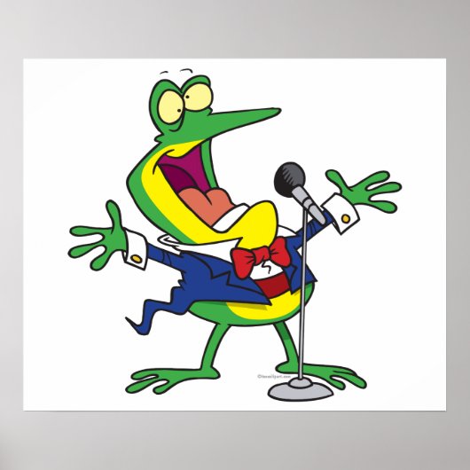 lustiger Sänger-Froschfrosch-Cartoon Poster (Vorne)