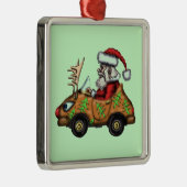 Lustiger Sankt-Fahrer auf Silbernes Ornament (Rechts)