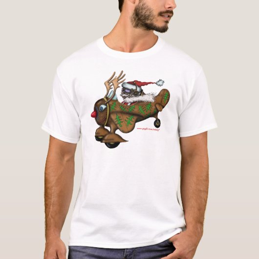 Lustiger Sankt-Pilot auf Rudolph-Flugzeug-T - T-Shirt (Vorderseite)
