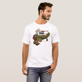 Lustiger Sankt-Pilot auf Rudolph-Flugzeug-T - T-Shirt (Vorne ganz)
