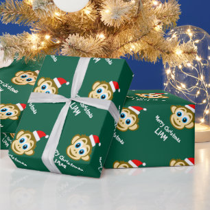 Lustiger Santa-Affe Weihnachtspapier für Kinder Geschenkpapier