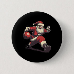 Lustiger Santa Bowler Bowling Spieler Weihnachten  Button
