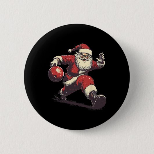 Lustiger Santa Bowler Bowling Spieler Weihnachten  Button (Vorderseite)