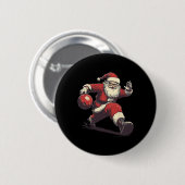 Lustiger Santa Bowler Bowling Spieler Weihnachten  Button (Vorne & Hinten)