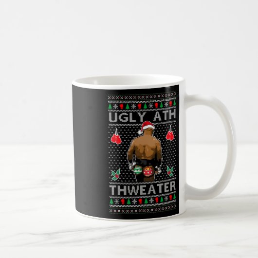 Lustiger Santa-Boxkampf-Hässlicher Ath Sweater Fro Kaffeetasse (Rechts)