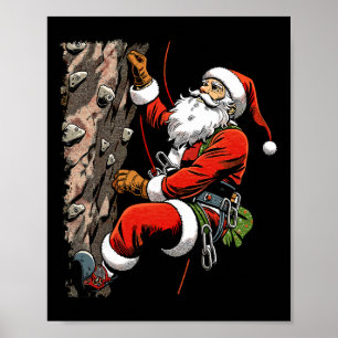 Lustiger Santa Klettert Rock Klettern Weihnachten  Poster