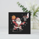 Lustiger Santa spielt Basketball Weihnachtsgeschen Feiertagskarte (Stehend Vorderseite)