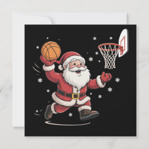 Lustiger Santa spielt Basketball Weihnachtsgeschen Feiertagskarte