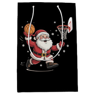 Lustiger Santa spielt Basketball Weihnachtsgeschen Mittlere Geschenktüte