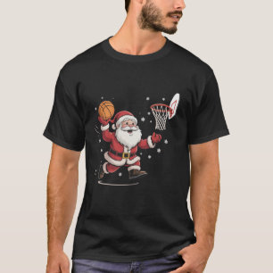 Lustiger Santa spielt Basketball Weihnachtsgeschen T-Shirt