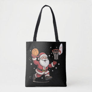 Lustiger Santa spielt Basketball Weihnachtsgeschen Tasche