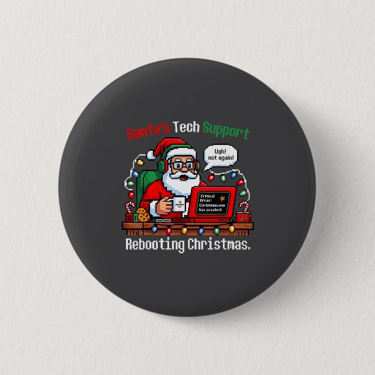 Lustiger Santa-Support-Techniker startet IT-Comput Button (Vorderseite)