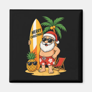 Lustiger Santa surft Sommer Strand Weihnachten im Magnet