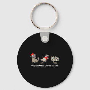 Lustiger Santa-Waschbär überstimuliert aber festli Schlüsselanhänger