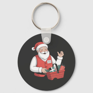 Lustiger Santa-Weihnachtsladen-Kassierer-Mitarbeit Schlüsselanhänger