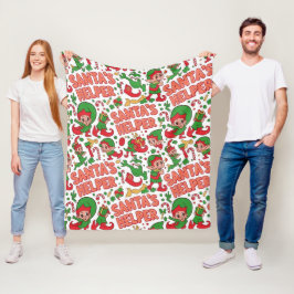 Lustiger Santas kleiner Helfer-Elf Retro-Cartoon Fleecedecke