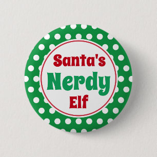 Lustiger Santas nerdiger Elf Weihnachtsknopf Pin Button
