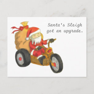 Lustiger Santas Schlitten hat ein Upgrade für Weih Feiertagspostkarte