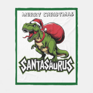Lustiger Santasaurus Weihnachtsdinosaurier Fleecedecke