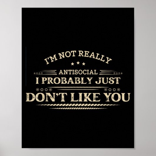 Lustiger sarkastischer Spruch Introvertierter Humo Poster (Vorne)