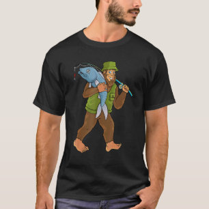 Lustiger Sasquatch-Barsch-Angeln-Fischjagd-Bigfoot T-Shirt