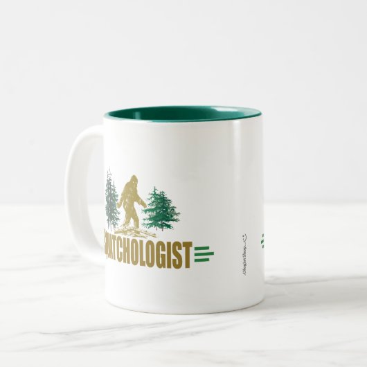 Lustiger Sasquatch Jäger Zweifarbige Tasse (Vorderseite Links)