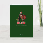 Lustiger Sasquatch Weihnachtsmann Feiertagskarte (Rückseite)