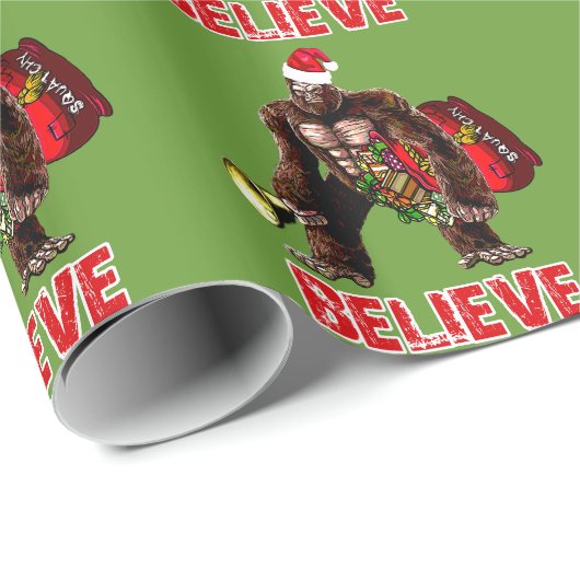 Lustiger Sasquatch Weihnachtsmann Geschenkpapier (Rolleneckpunkt)