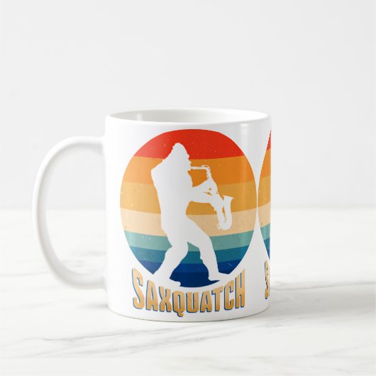 Lustiger Saxquatch Ein Saxophon Und Ein Sasquatch Kaffeetasse (Links)