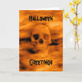 Lustiger Schädel Halloweens Karte (Gelbe Blume)