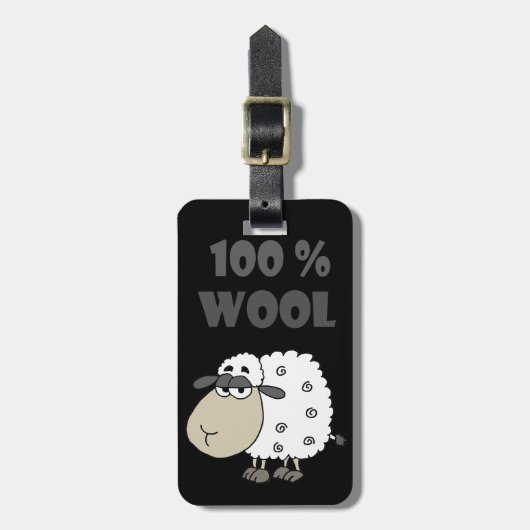 Lustiger Schaf-Cartoon ist 100 Prozent Wolle- Gepäckanhänger (Vorderseite vertikal)