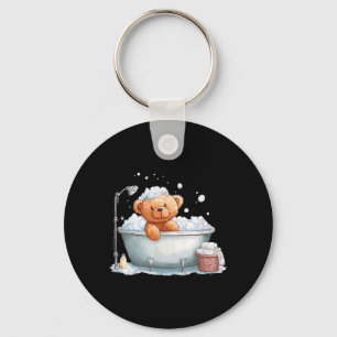 Lustiger Schaum-Teddybär in Badewannen-Kostüm Schlüsselanhänger