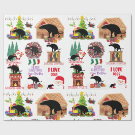 Lustiger scheißender Weihnachtsmann-Hund & Feierta Geschenkpapier