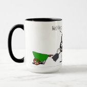 Lustiger Scheunen-Aufgaben-PferdeCartoon Tasse (Links)