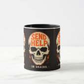 Lustiger Schick Hilfe Oder Snacks Retro-Totenkopf Tasse (Zentrum)