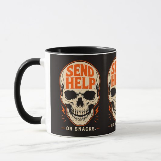 Lustiger Schick Hilfe Oder Snacks Retro-Totenkopf Tasse (Links)