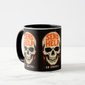 Lustiger Schick Hilfe Oder Snacks Retro-Totenkopf Tasse (Vorderseite Links)