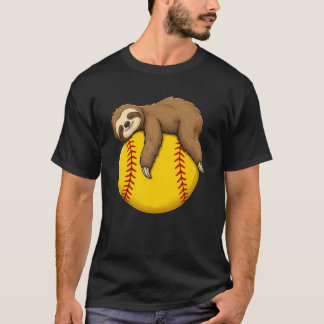 Lustiger schlafender Faultier, das Softball umarmt T-Shirt