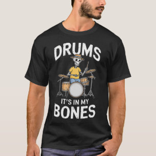 Lustiger Schlagzeuger-Skelett spielt Schlagzeug T-Shirt