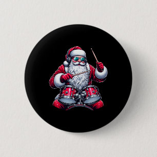 Lustiger Schlagzeuger Weihnachtsmann Xmas Santa sp Button