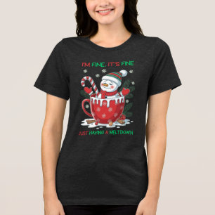 Lustiger schmelzender Schneemann Weihnachten Tri-Blend Shirt