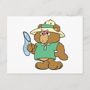 Lustiger Schmetterlingsfänger-Bär Postkarte