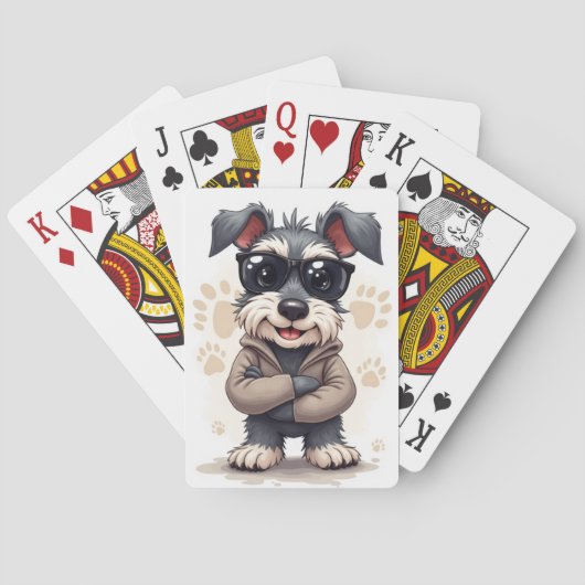 Lustiger Schnauzer Kawaii Hund Spielkarten (Rückseite)