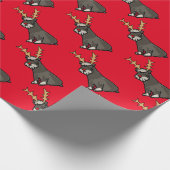Lustiger Schnauzer mit Ren-Geweih-Weihnachten Geschenkpapier (Ecke)