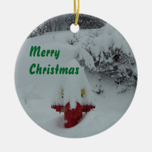 Lustiger schneebedeckter Hydrant Keramikornament